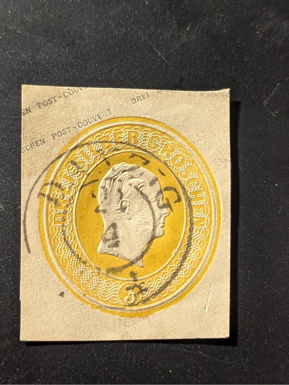 King Friedrich Wilhelm IV of Prussia DREI SILBER GROSCHEN 3, Postal Cut Off Rar